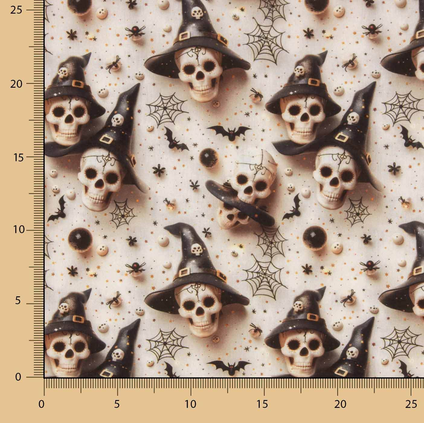 Popelina estampada com caveiras de Halloween - Ribes y Casals