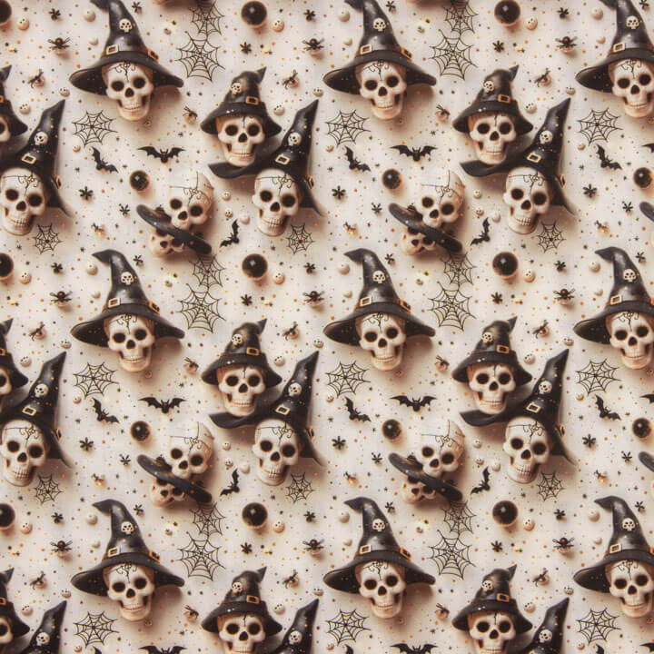 Popelina estampada com caveiras de Halloween - Ribes y Casals