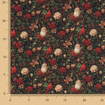 Popelina estampada com motivos natalícios: Pai Natal e cardeais - Ribes y Casals
