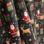 Popelina estampada com motivos natalícios: Pai Natal e renas - Ribes y Casals