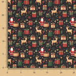 Popelina estampada com motivos natalícios: Pai Natal e renas - Ribes y Casals