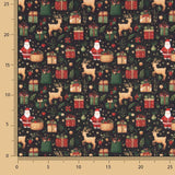 Popelina estampada com motivos natalícios: Pai Natal e renas - Ribes y Casals