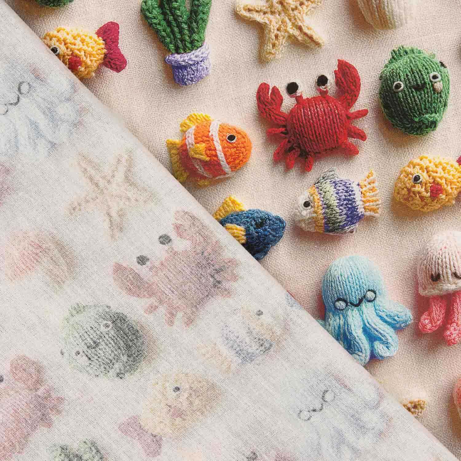 Cretona de Algodão Fundo Marinho Kawaii - Ribes y Casals