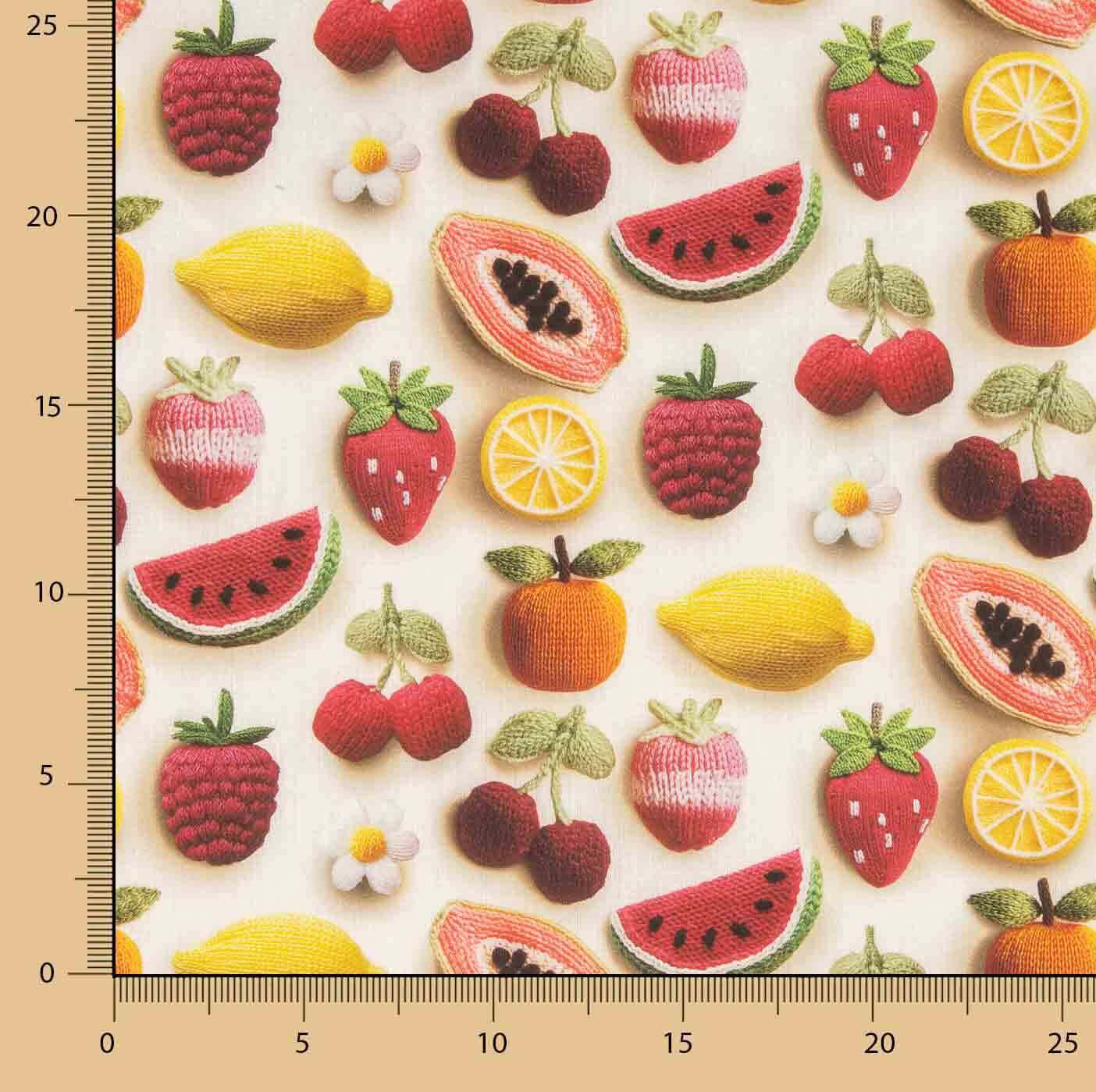 Cretona de Algodão Estampada com Frutas Gourmet - Ribes y Casals