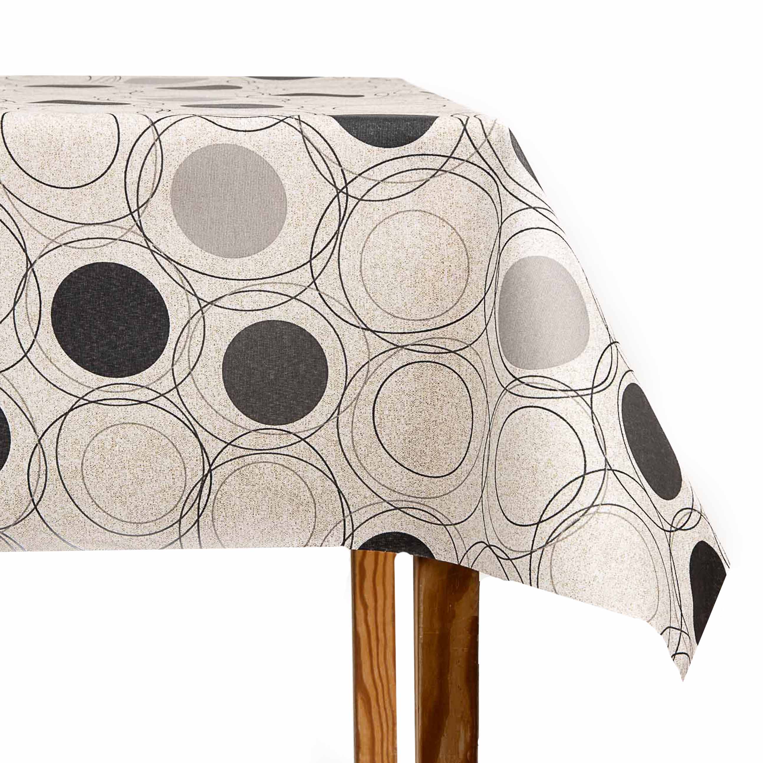 Toalha de mesa resina círculos geométricos cinza e preto - Ribes y Casals
