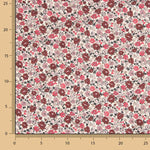 Sarja de viscose com padrão de flores em rosa e bordô - Ribes y Casals
