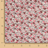 Sarja de viscose com padrão de flores em rosa e bordô - Ribes y Casals