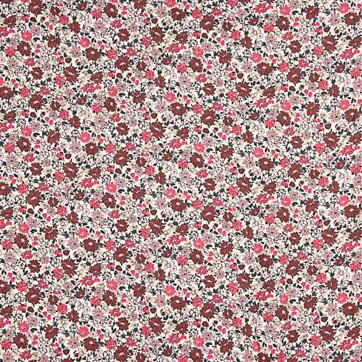 Sarja de viscose com padrão de flores em rosa e bordô - Ribes y Casals