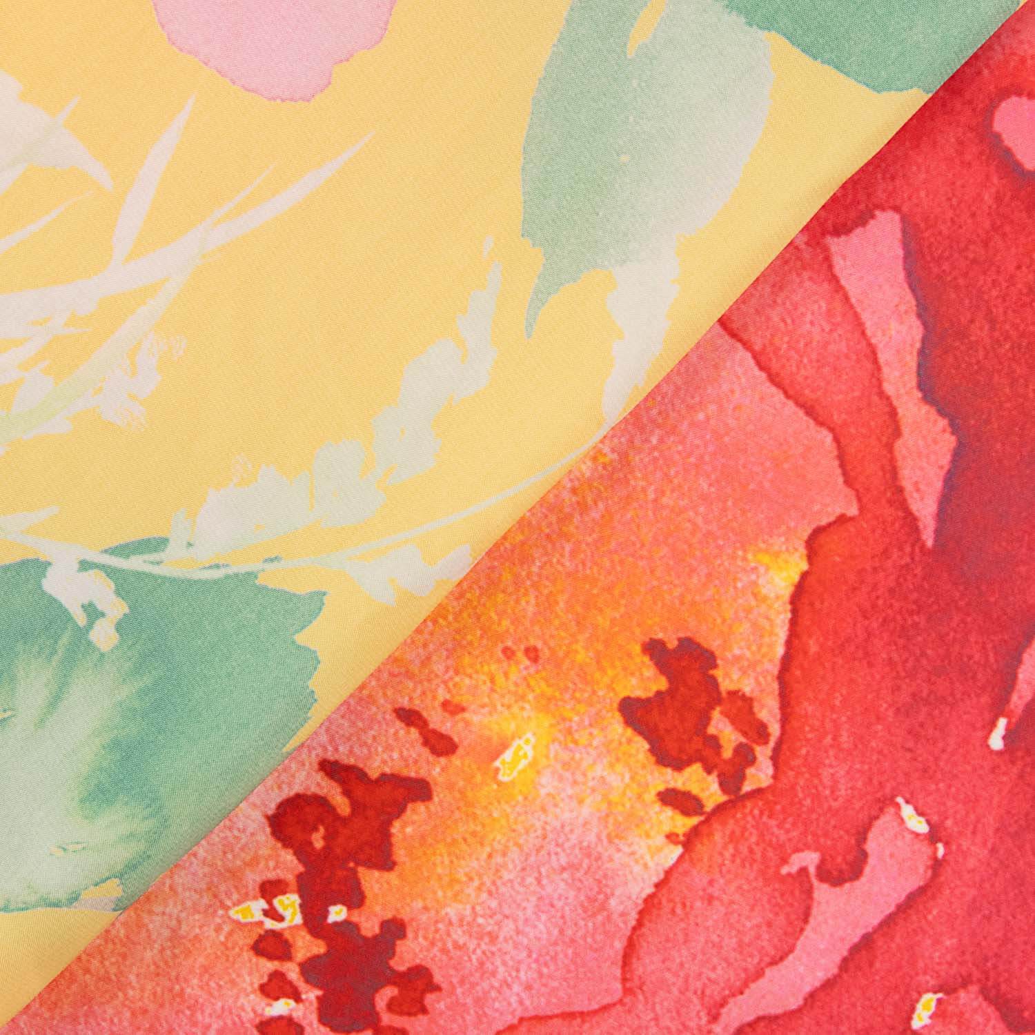 Cetim estampado floral amarelo - Ribes y Casals