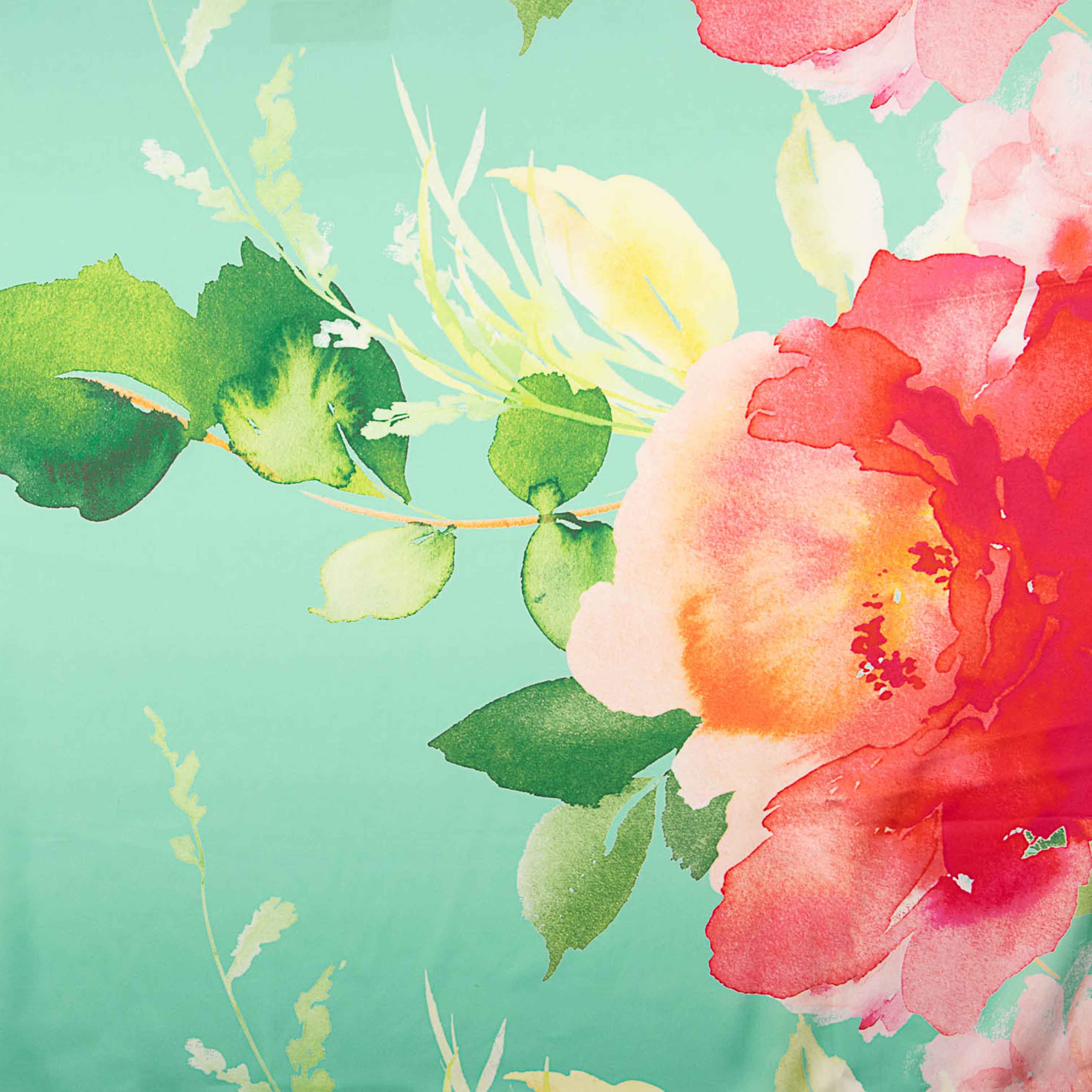 Satinado estampado Maxi Flor Verde - Ribes y Casals