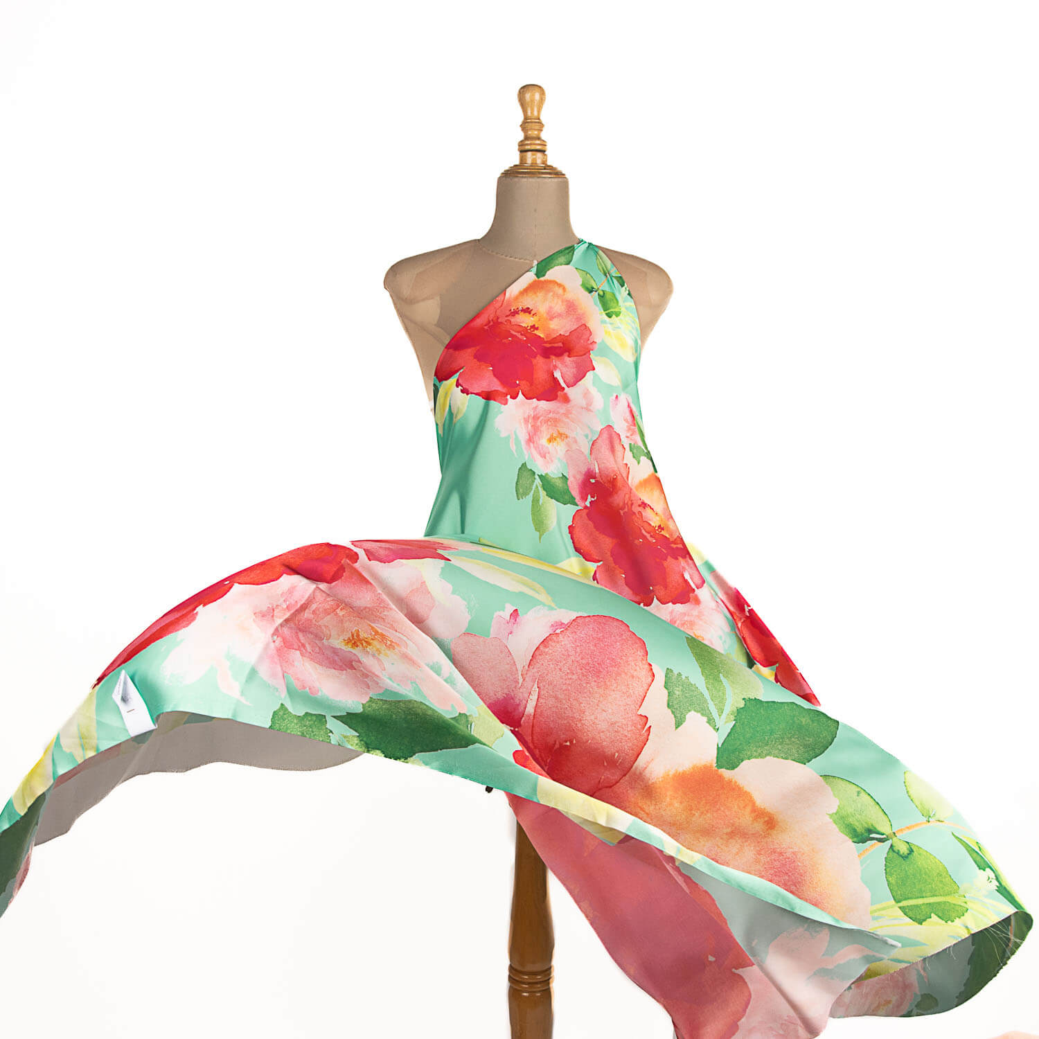 Satinado estampado Maxi Flor Verde - Ribes y Casals