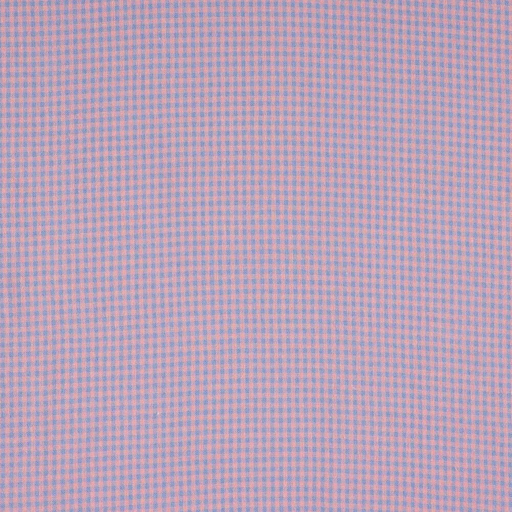 Popelina Seersucker Mini Xadrez Azul e Rosa - Ribes y Casals