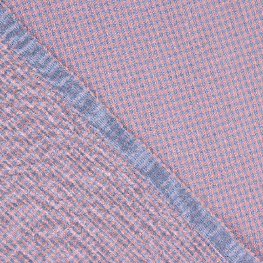 Popelina Seersucker Mini Xadrez Azul e Rosa - Ribes y Casals