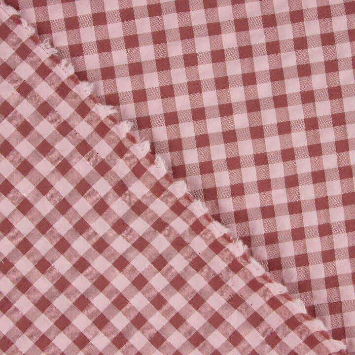 Seersucker com padrão Vichy rosa pálido - Ribes y Casals