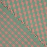 Popelina Seersucker Xadrez Verde e Salmão - Ribes y Casals