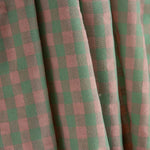 Popelina Seersucker Xadrez Verde e Salmão - Ribes y Casals