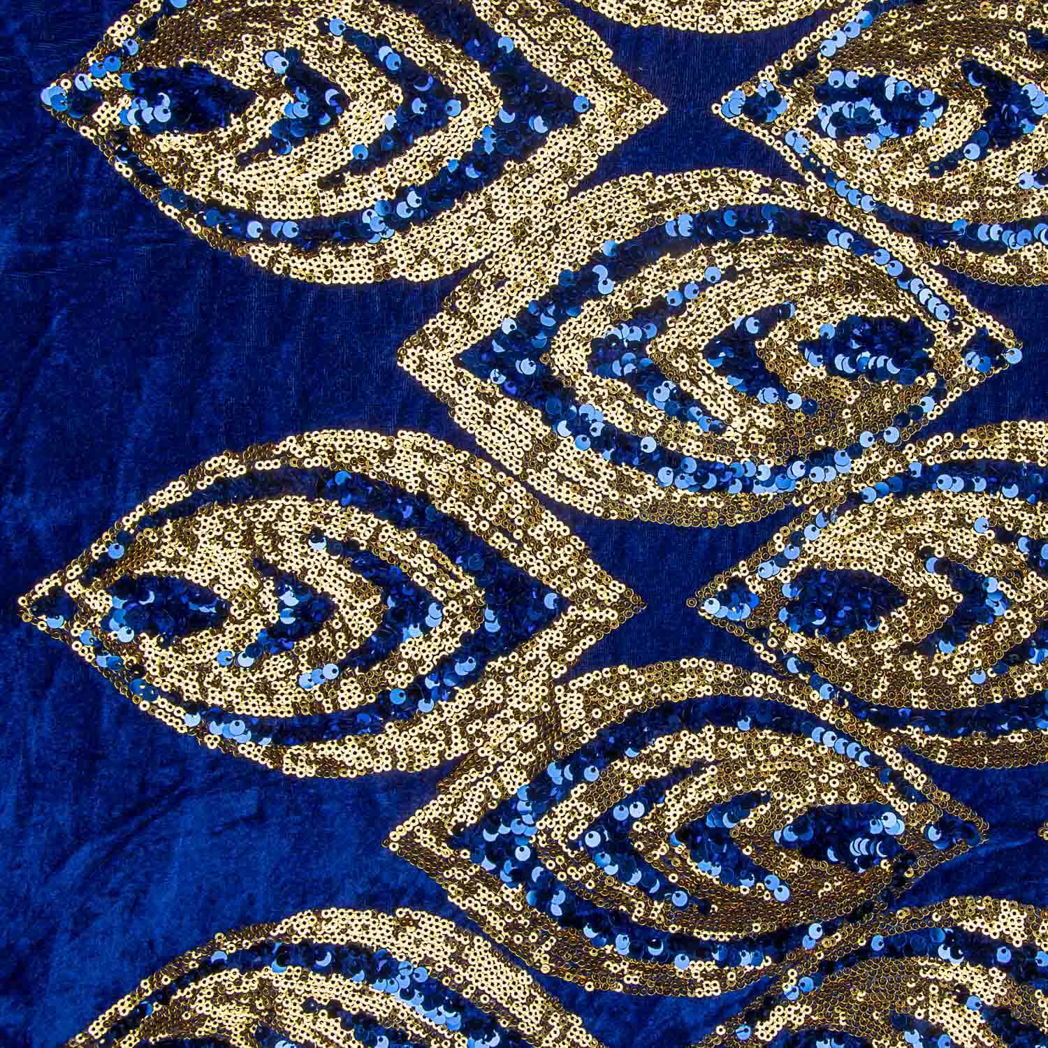 Veludo azul com lantejoulas douradas - Ribes y Casals