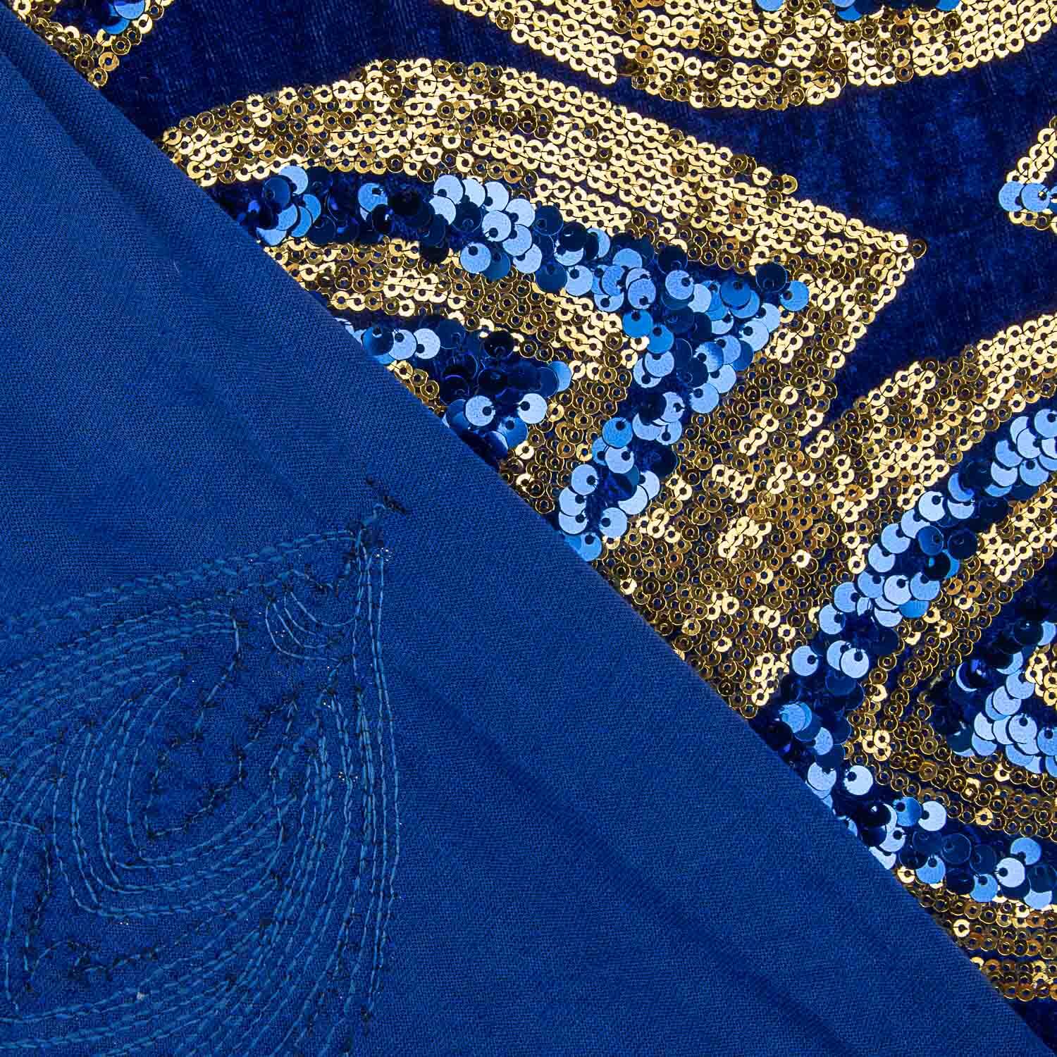 Veludo azul com lantejoulas douradas - Ribes y Casals