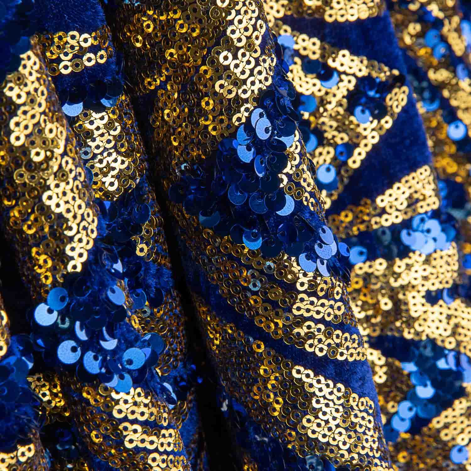 Veludo azul com lantejoulas douradas - Ribes y Casals