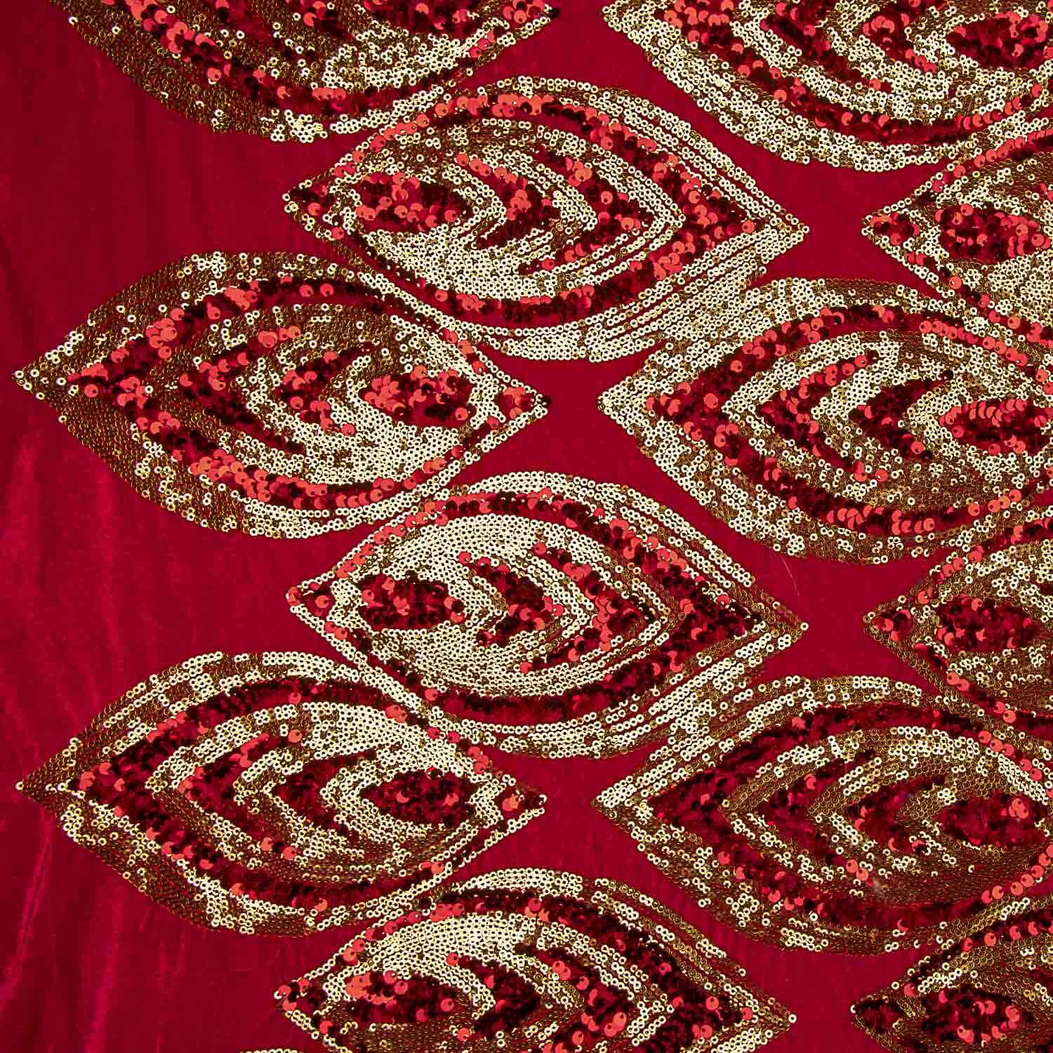 Veludo vermelho com lantejoulas douradas - Ribes y Casals