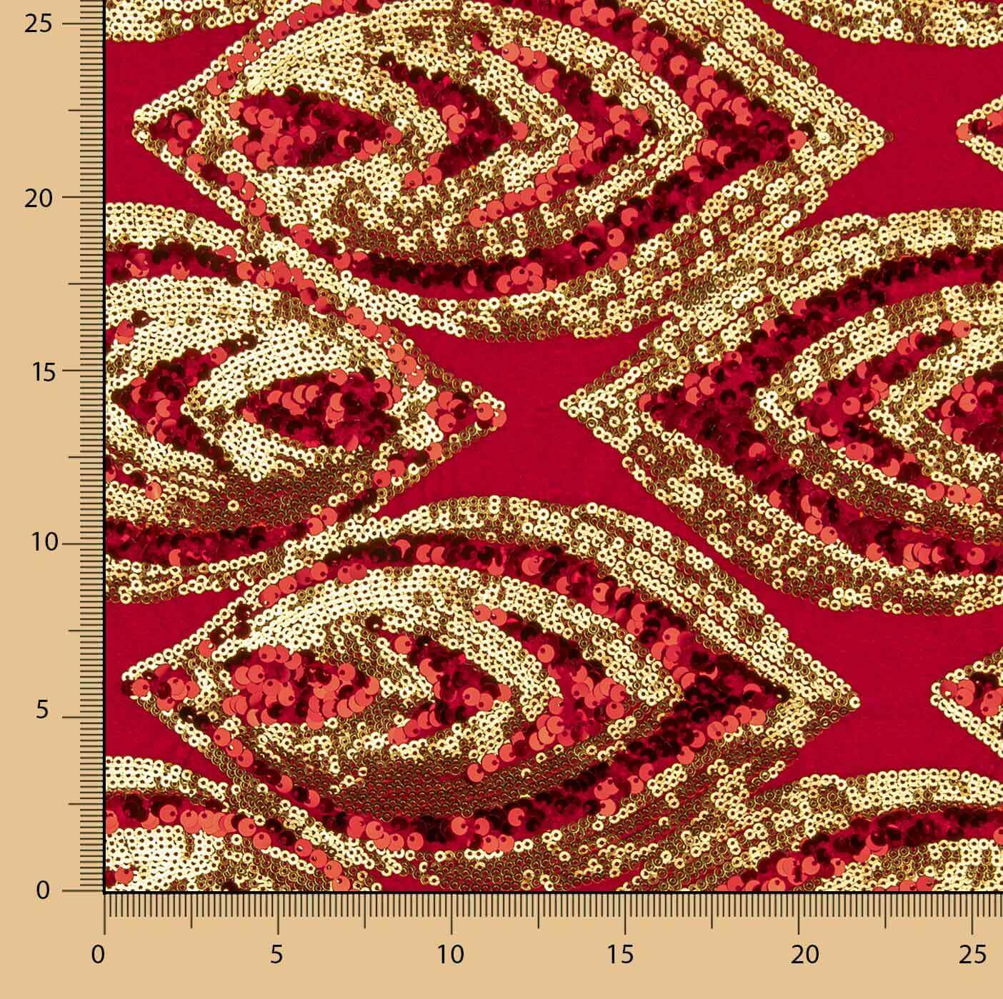 Veludo vermelho com lantejoulas douradas - Ribes y Casals