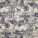 Loneta com efeito de tecido de linho «Bosque de Ciervos» azul-marinho - Ribes y Casals