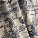 Loneta com efeito de tecido de linho «Bosque de Ciervos» azul-marinho - Ribes y Casals