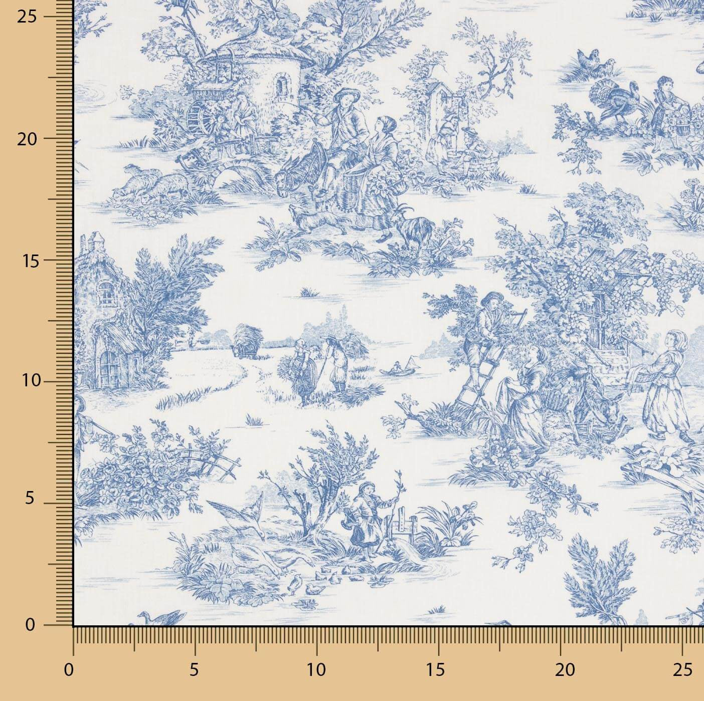 Lençol de algodão Toile de Jouy azul - Ribes y Casals