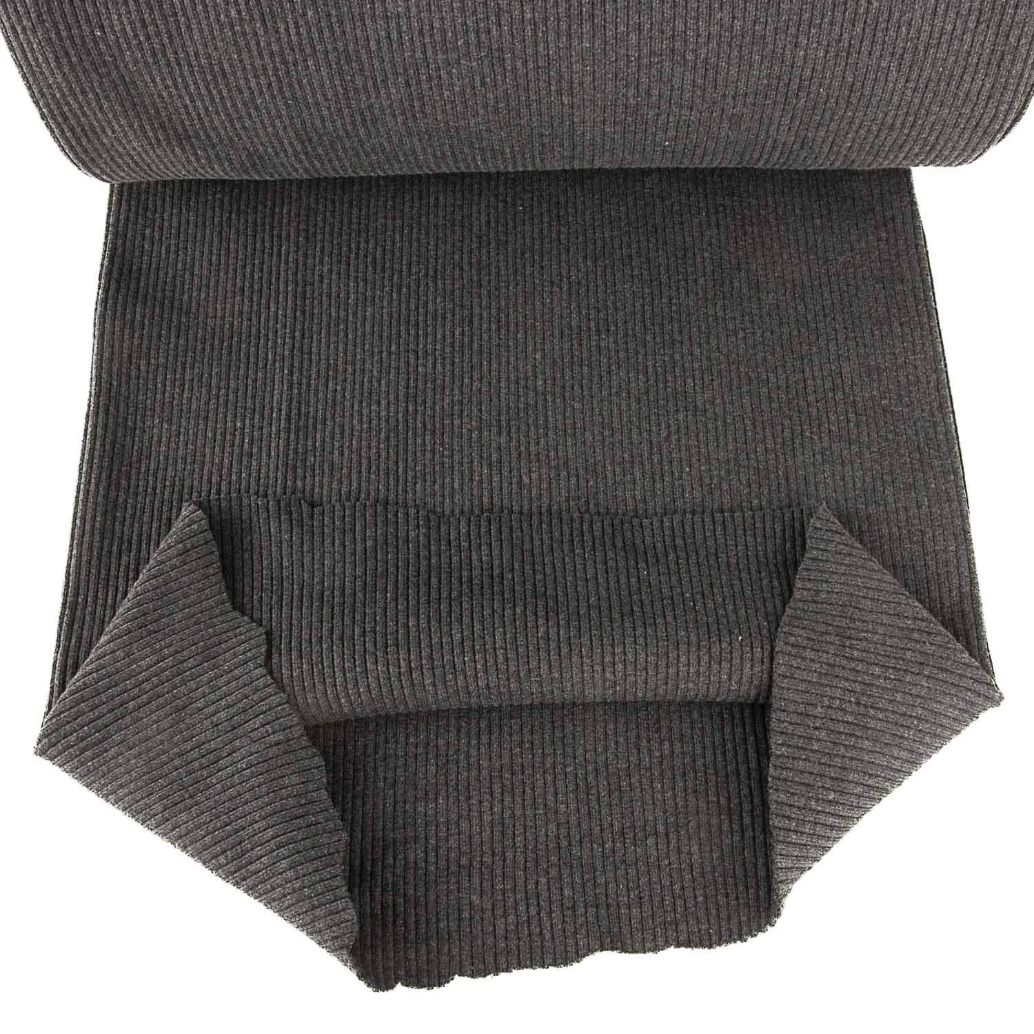 Tubular Canalé Rib 3x3 Cinza Mesclado Escuro - Ribes y Casals