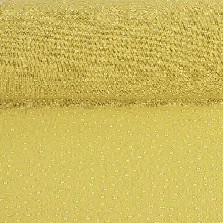 Tule Elástico Amarelo com Efeito de Gotas de Água - Ribes y Casals