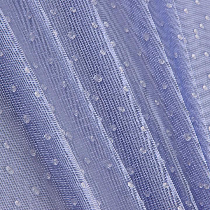 Tule Elástico Azul Lavanda com Efeito Gotas de Água - Ribes y Casals