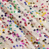 Tule Fantasia Branco com Tecido de Lantejoulas Multicoloridas - Ribes y Casals