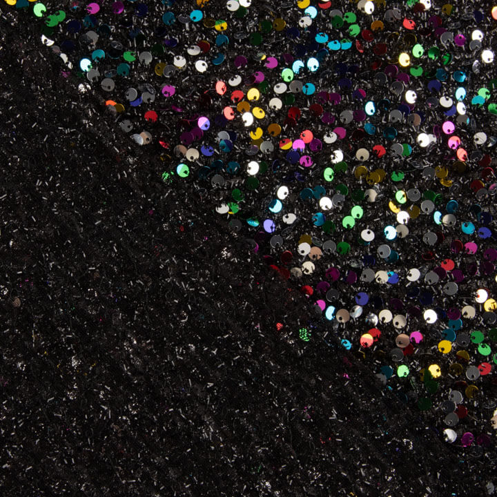 Tule Fantasia Preto com Tecido de Lantejoulas Multicoloridas - Ribes y Casals