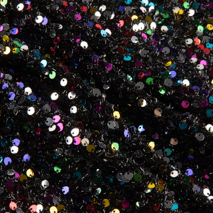 Tule Fantasia Preto com Tecido de Lantejoulas Multicoloridas - Ribes y Casals