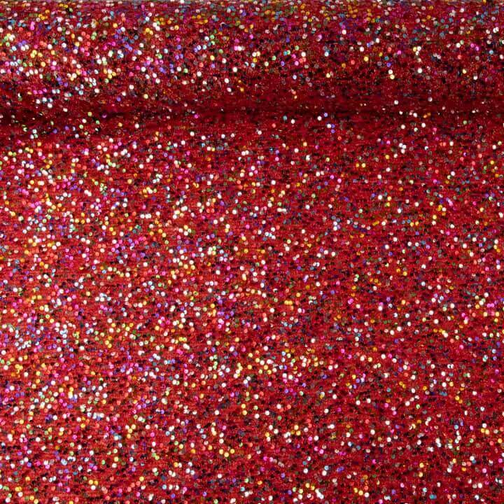 Tule Fantasia Vermelho com Tecido de Lantejoulas Multicoloridas - Ribes y Casals