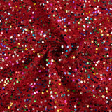 Tule Fantasia Vermelho com Tecido de Lantejoulas Multicoloridas - Ribes y Casals