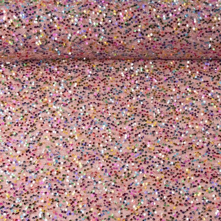 Tule Fantasia Rosa com Lantejoulas Multicoloridas - Ribes y Casals