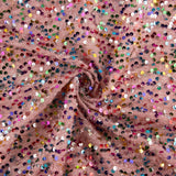 Tule Fantasia Rosa com Lantejoulas Multicoloridas - Ribes y Casals