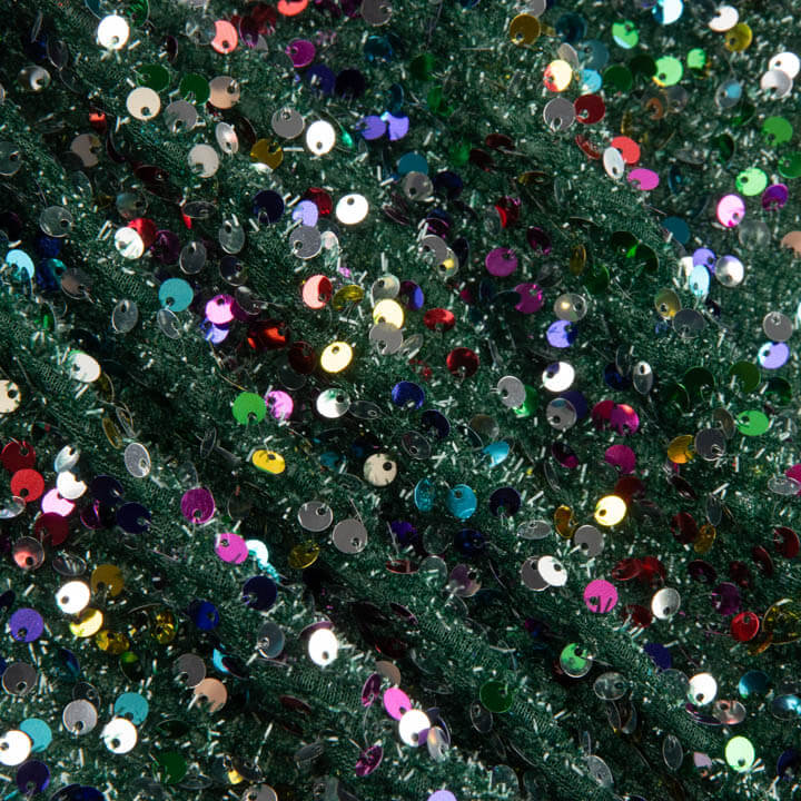 Tule Fantasia Verde com Tecido de Lantejoulas Multicoloridas - Ribes y Casals