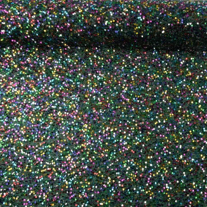 Tule Fantasia Verde com Tecido de Lantejoulas Multicoloridas - Ribes y Casals