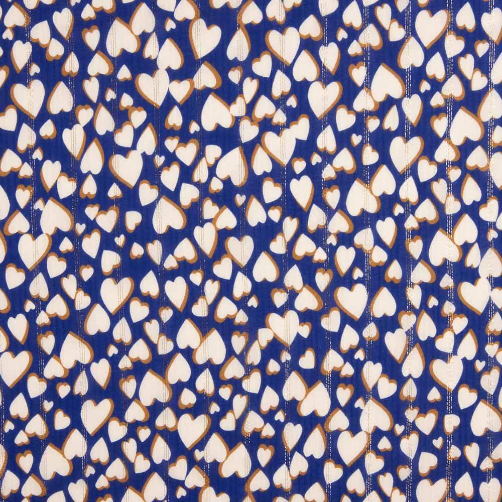 Viscose Lúrex Prata Corações Azul-escuro - Ribes y Casals