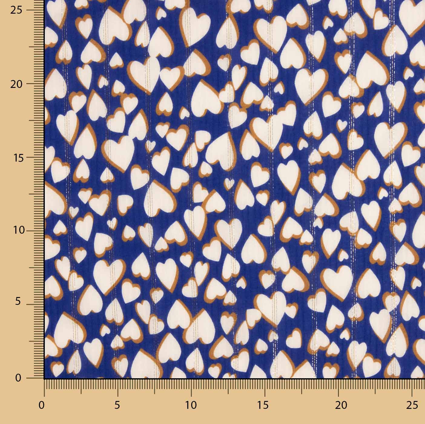 Viscose Lúrex Prata Corações Azul-escuro - Ribes y Casals