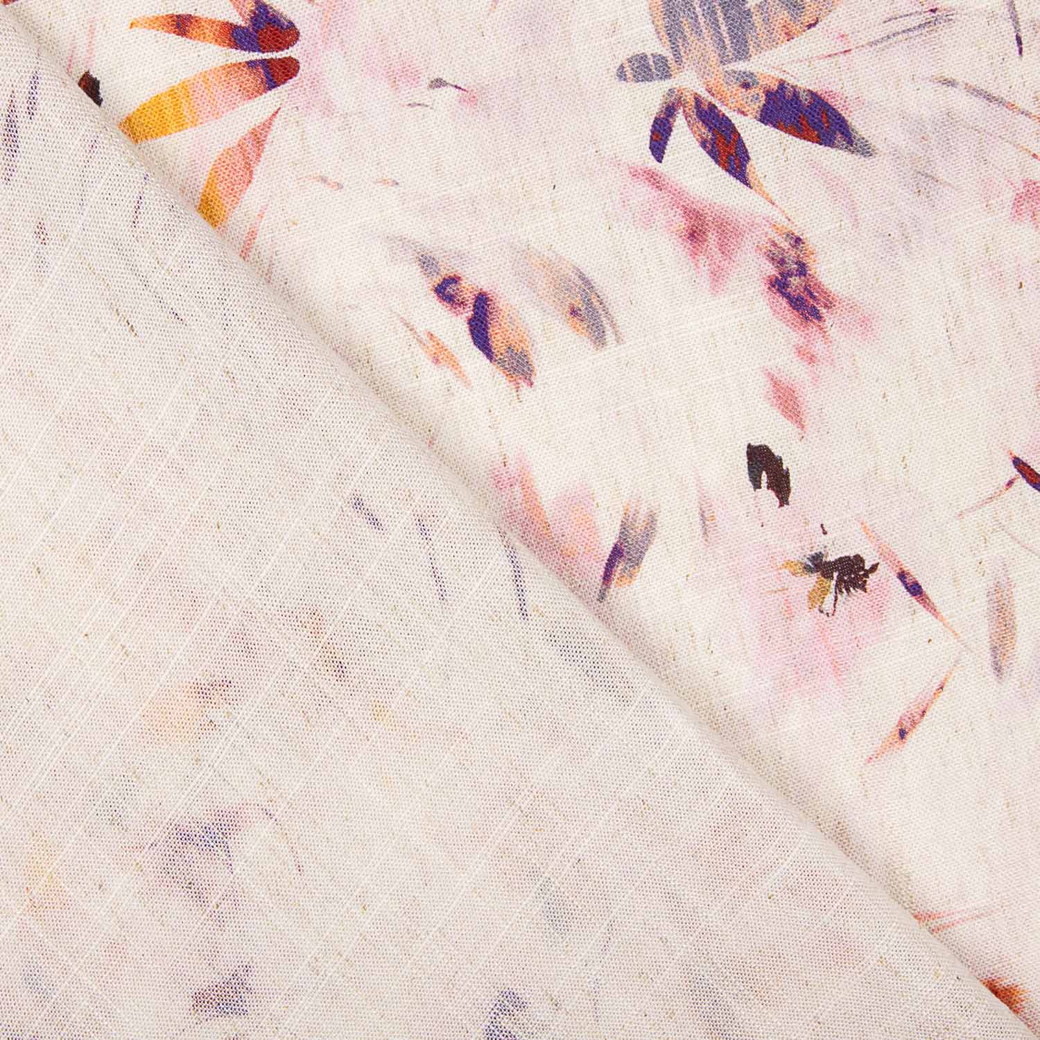 Viscose e Linho Estampado Aquarela Rosa - Ribes y Casals