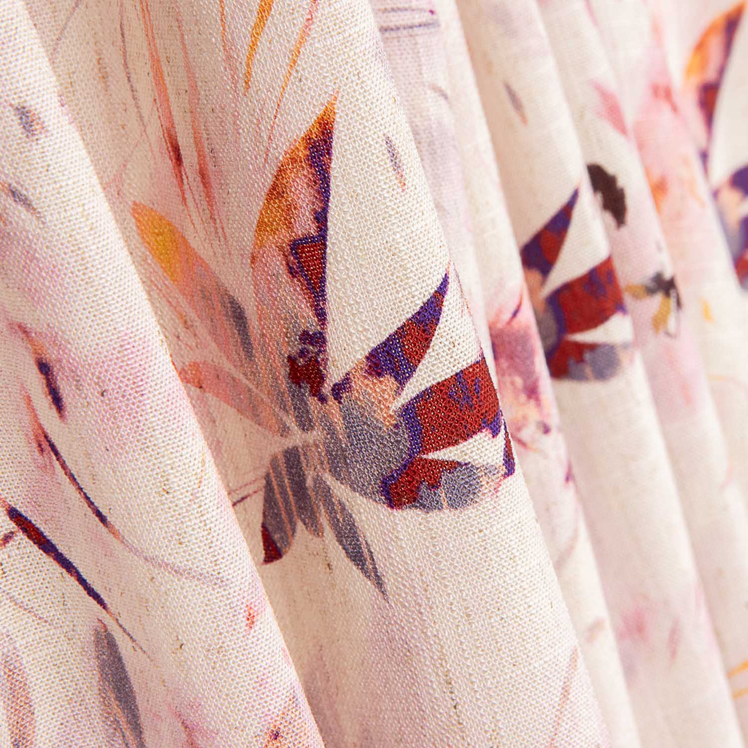 Viscose e Linho Estampado Aquarela Rosa - Ribes y Casals