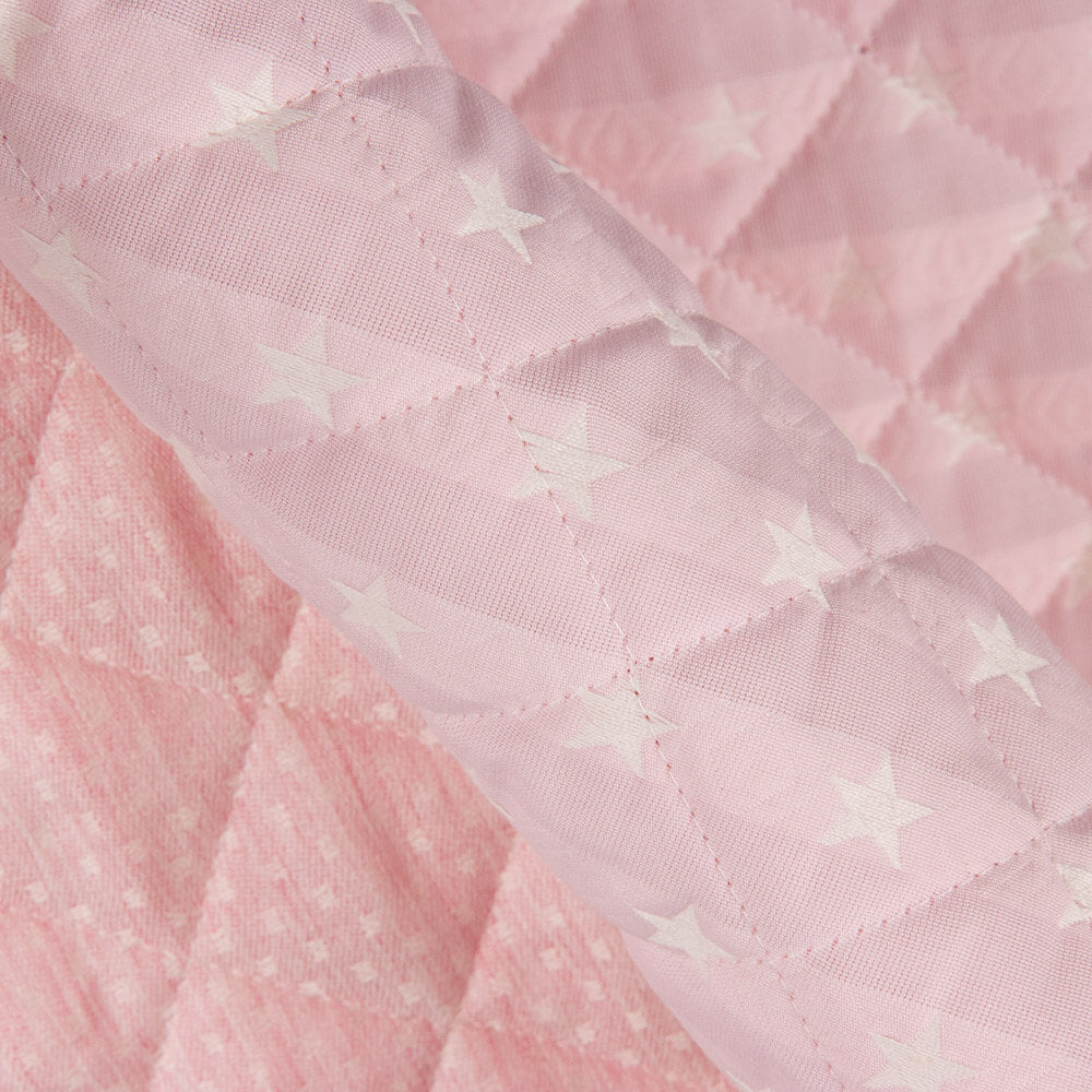 Acolchoado Infantil Jacquard Plumeti Rosa Bebê Estrelas - Ribes y Casals