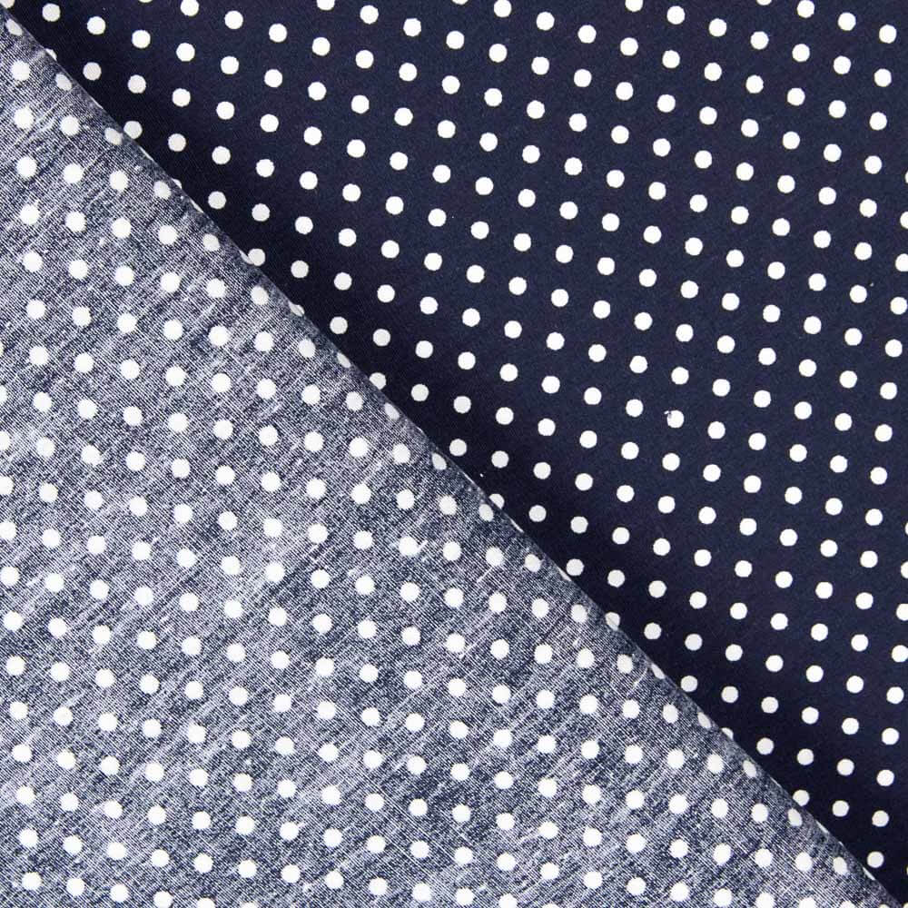 Popeline Algodão Bolinhas Marinho - Ribes y Casals