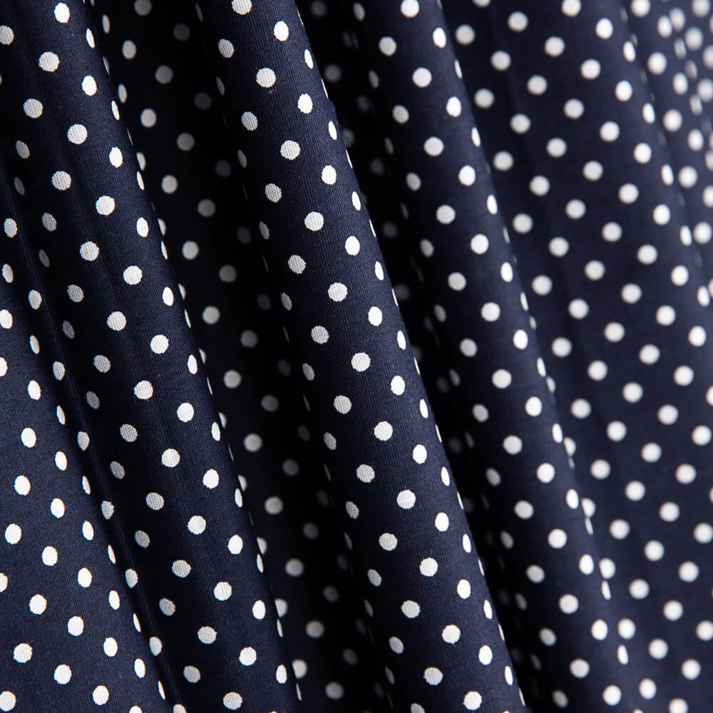 Popeline Algodão Bolinhas Marinho - Ribes y Casals