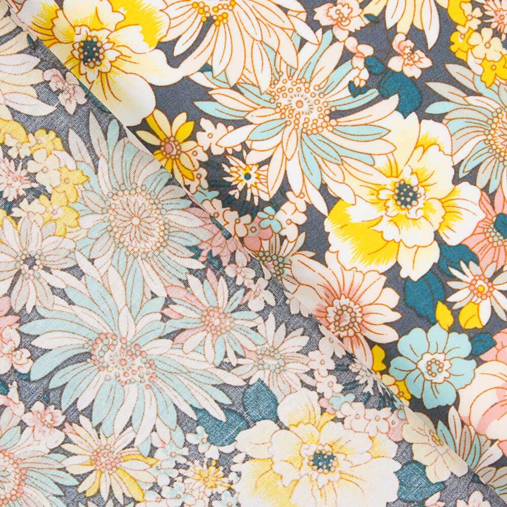 Popeline Algodão Flor Silvestre Rosa - Ribes y Casals