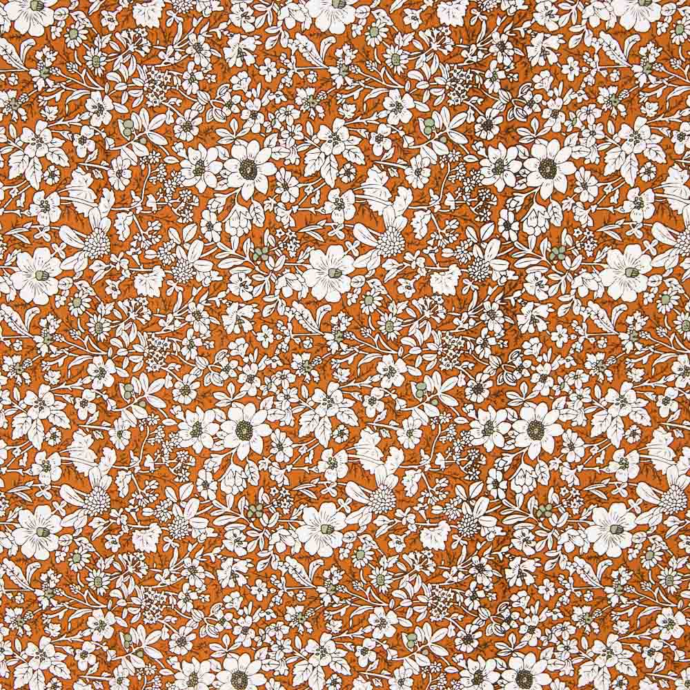 Popeline Algodão Flores Telha - Ribes y Casals