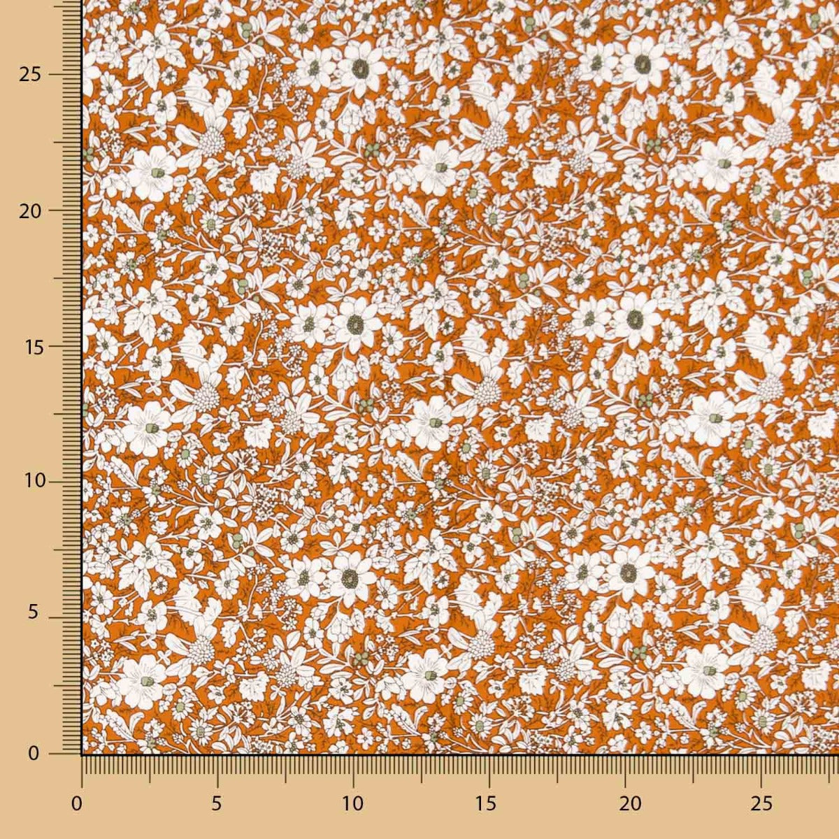 Popeline Algodão Flores Telha - Ribes y Casals